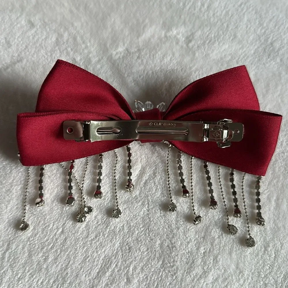 Gorgeous deep red rhinestone and beaded hair claw